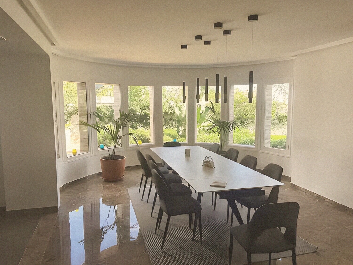The dining room by the bay window